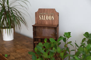 Wooden bird feeder "Saloon" with organic glass (Personalization)
