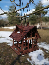 Load image into Gallery viewer, Wooden bird feeder &quot;House&quot;