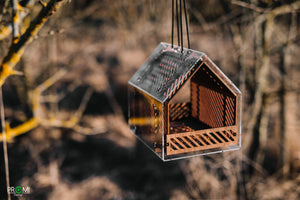 Wooden bird feeder "Clear" with organic glass