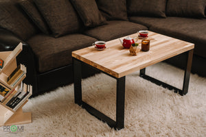 Coffee Table - wooden coffee table with metal legs