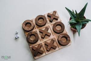 Wooden Tic Tac Toe Game - Wood XO Board Table Game