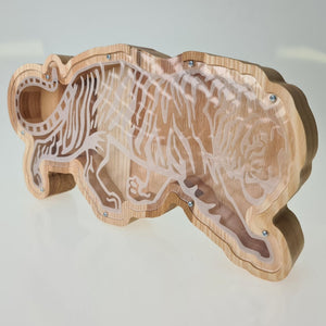 Wooden Piggy Bank Tiger (M, Engraving)