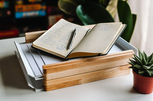 Modern Wooden Paper Tray, Stackable Desk Organizer for Home Office, Minimalist File Sorter