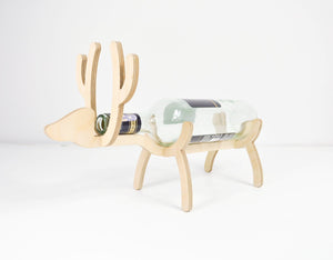 Wine bottle holder - wood wine bottle box reindeer
