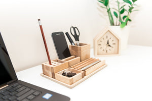 Wooden Desk Organizer - Desk Organizer Set