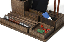 Load image into Gallery viewer, Brown Ashwood Desk Organizer