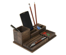 Load image into Gallery viewer, Brown Ashwood Desk Organizer