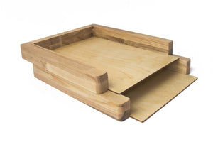 Paper Tray - Set Of 2 Wooden Paper Trays