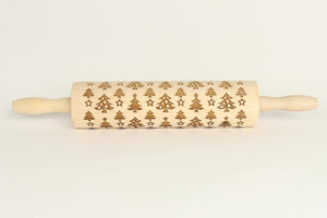 Rolling Pin - wooden rolling pin ( Christmas trees )