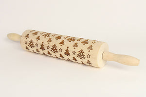 Rolling Pin - wooden rolling pin ( Christmas trees )