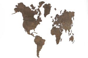 Wooden World Map - Wood Wall World Map Brown