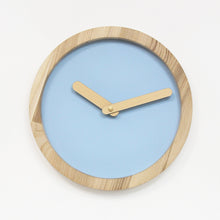 Load image into Gallery viewer, Wooden Clock - Baby Blue Wood Wall Clock
