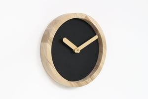 Wooden Clock - Black Leather Wood Clock
