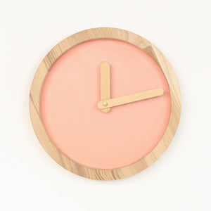 Wooden Clock - Pink Canvas Wall Wood Clock