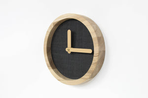 Wooden Wall Clock - Dark Grey Canvas Wood Wall Clock