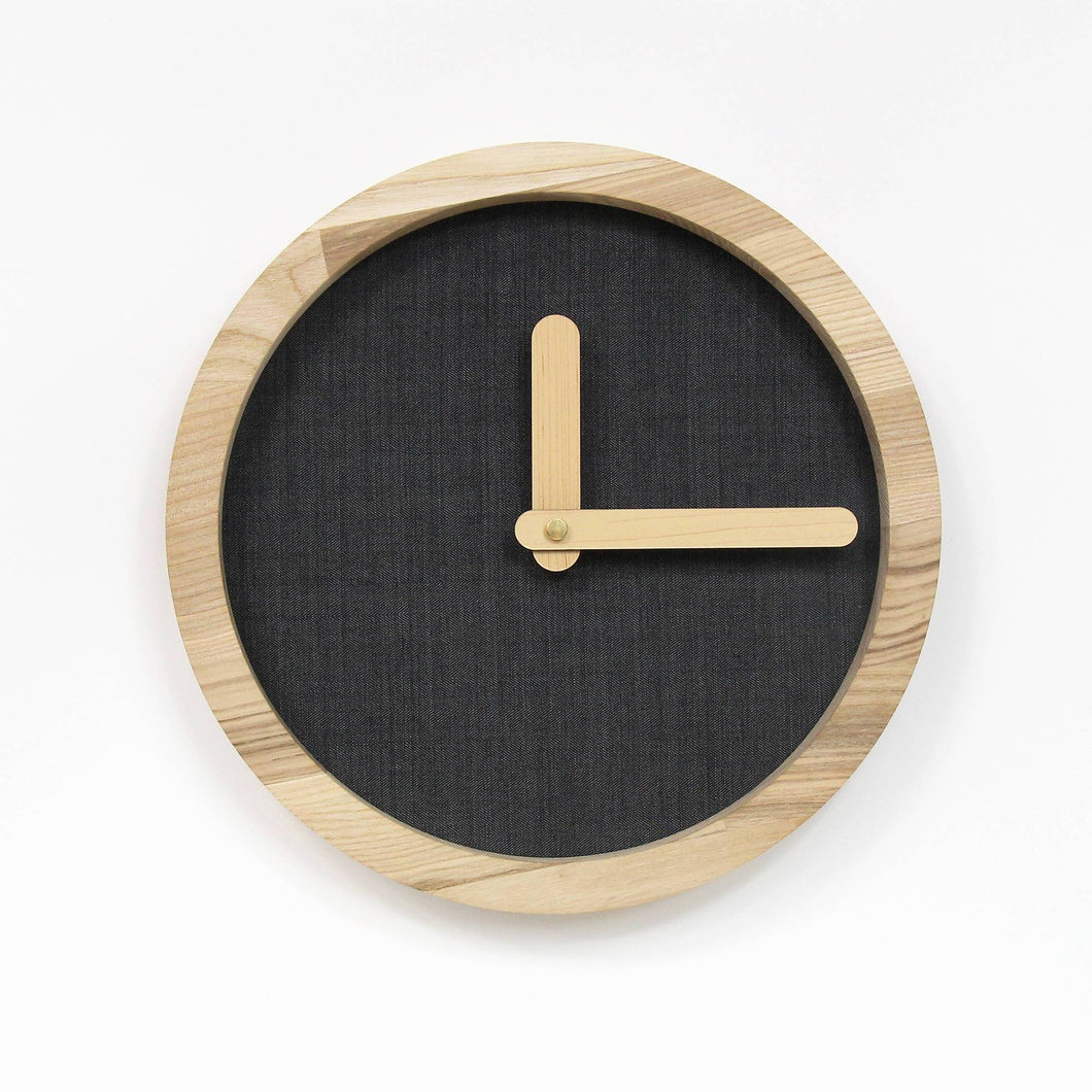 Wooden Wall Clock - Dark Grey Canvas Wood Wall Clock