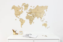 Load image into Gallery viewer, Wooden World Map - Wood Wall World Map Light