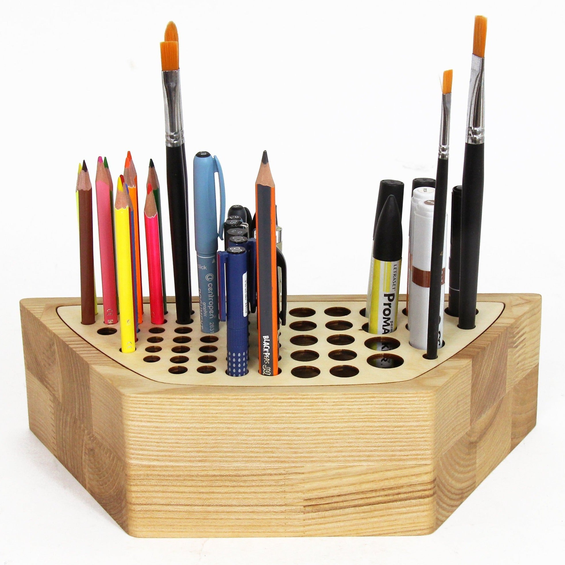 Wooden desk organizer - pen box –