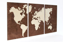 Load image into Gallery viewer, Wooden World Map - Wood Wall World Map 3 Parts