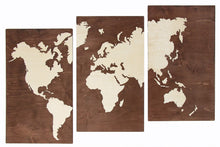 Load image into Gallery viewer, Wooden World Map - Wood Wall World Map 3 Parts