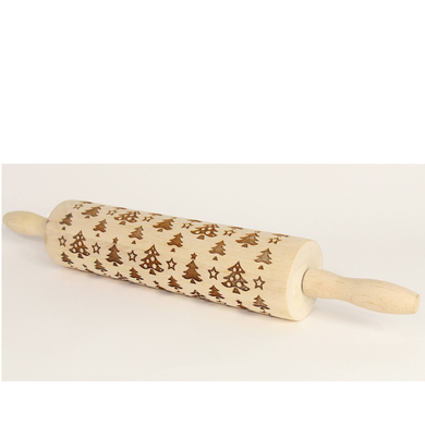 Rolling Pin - wooden rolling pin ( Christmas trees )