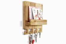 Load image into Gallery viewer, mail holder - wooden mail and keys holder