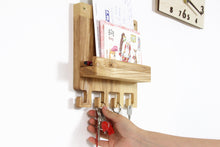 Load image into Gallery viewer, mail holder - wooden mail and keys holder