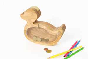 Wooden Piggy Bank Duck (M, Engraving)