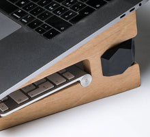 Load image into Gallery viewer, Laptop riser wooden laptop stand keyboard birch plywood promidesign wooden wood table