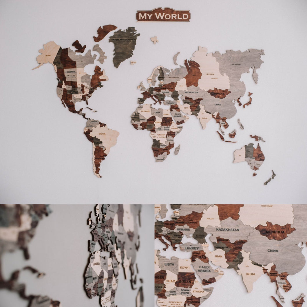 Wooden World Map - Wooden Wall Word Map Multicolored