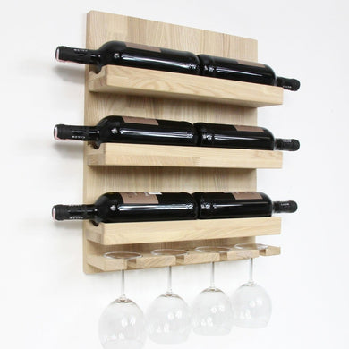 Wine Rack - Wooden Wall Wine Bottle Rack (Light)