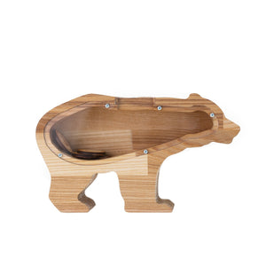 Wooden Piggy Bank Bear (M, Engraving)