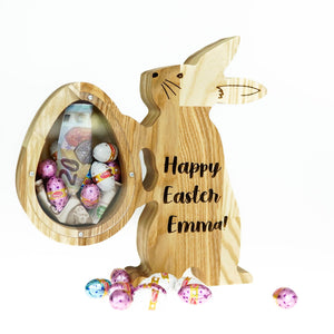Wooden Piggy Bank Easter Bunny (L, Engraving)