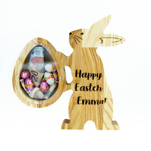 Wooden Piggy Bank Easter Bunny (L, Engraving)