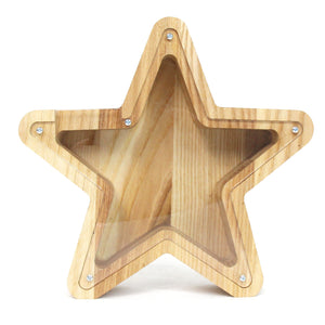Wooden Piggy Bank Star (M, Engraving)